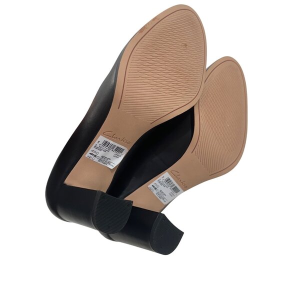Clarks Womens Kaylin Cara Black Leather Comfortable Block Heel Pumps SZ 9M - Picture 5 of 12